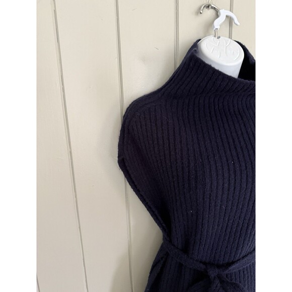 Mijeong Park Sweater One Size Poncho Cowl Neck Wool Blend Navy Blue Korea - Picture 3 of 4